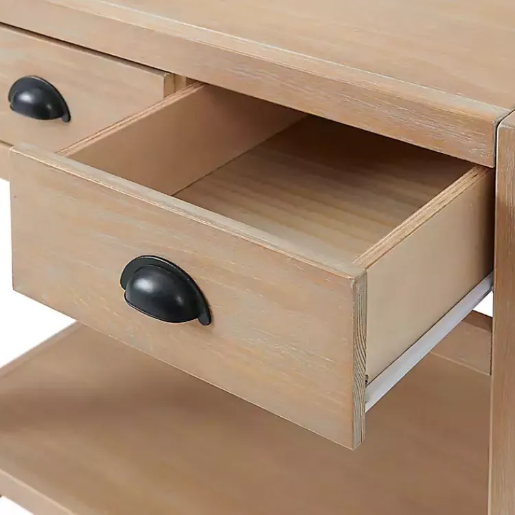 Nightstands-Kirklands Home Natural Wood Grain Open Shelf Nightsd Tan