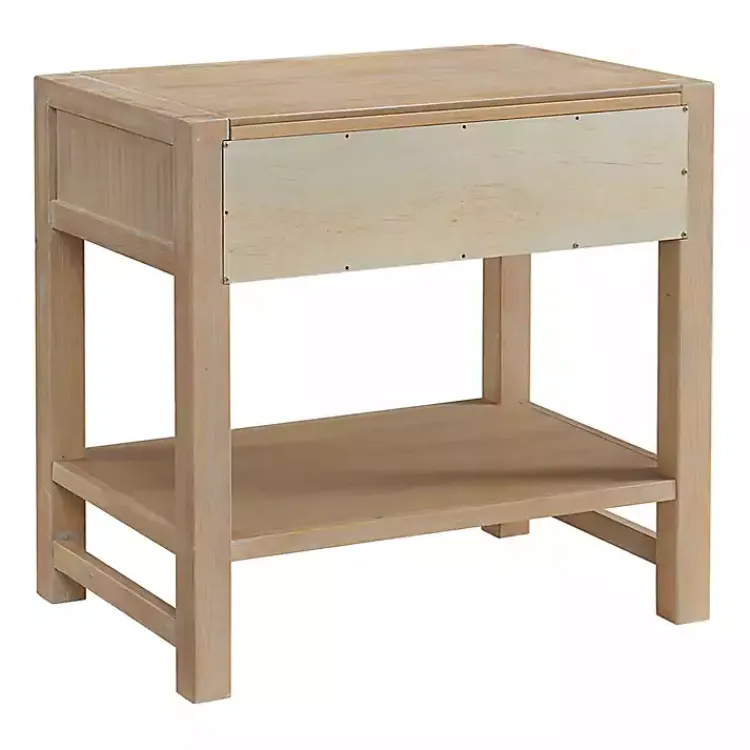 Nightstands-Kirklands Home Natural Wood Grain Open Shelf Nightsd Tan