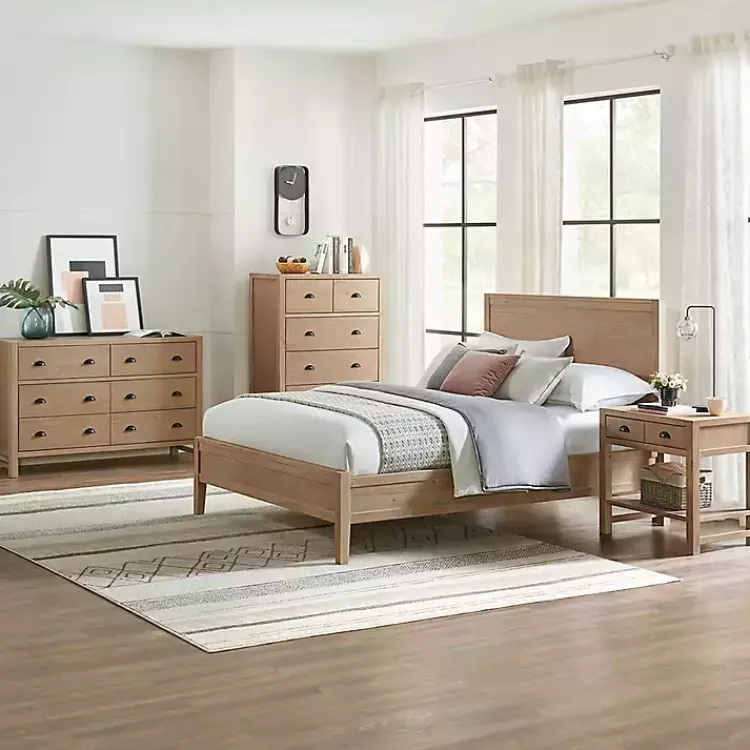 Nightstands-Kirklands Home Natural Wood Grain Open Shelf Nightsd Tan