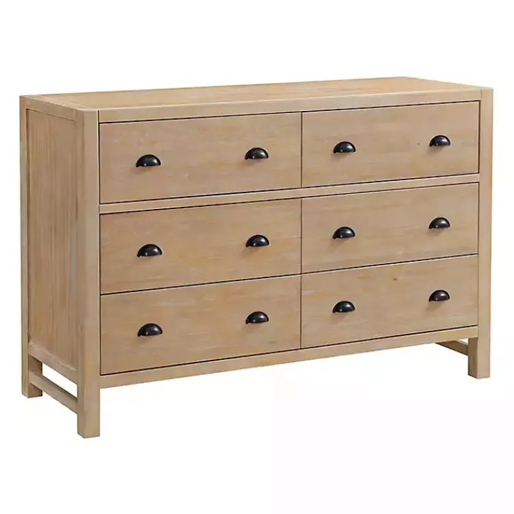 Dressers & Chests-Kirklands Home Natural Wood Grain 6-Drawer Dresser Tan