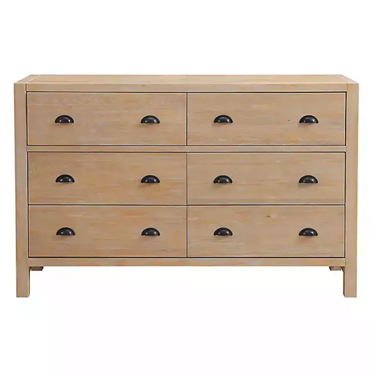 Dressers & Chests-Kirklands Home Natural Wood Grain 6-Drawer Dresser Tan