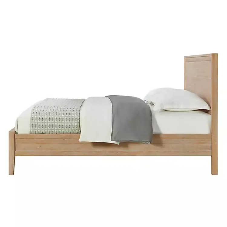 Beds & Headboards-Kirklands Home Natural Wood Grain Panel King Bed Tan