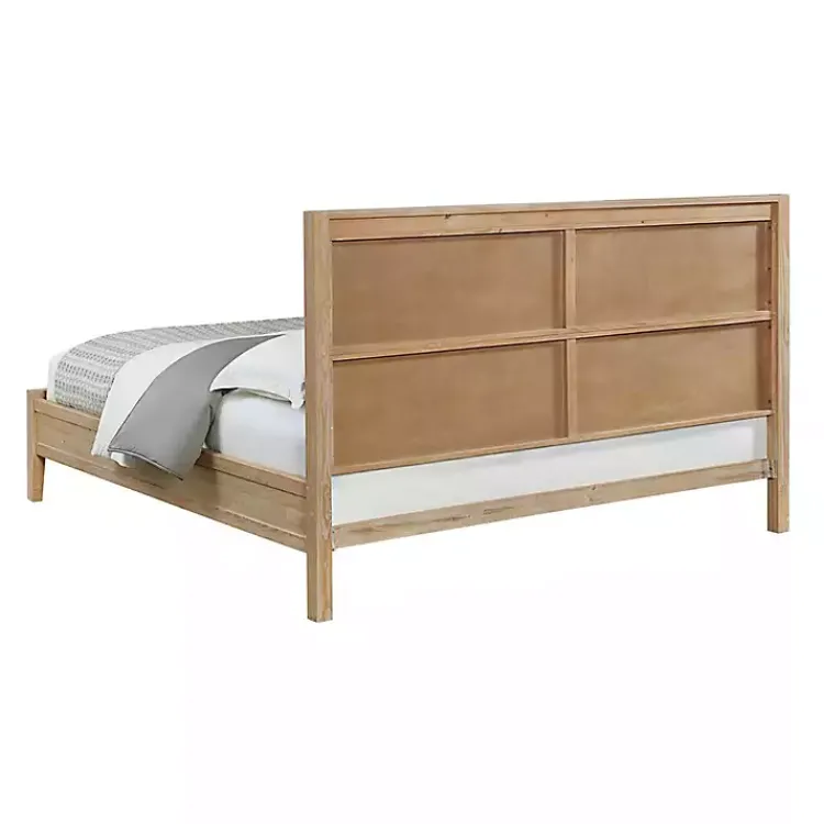 Beds & Headboards-Kirklands Home Natural Wood Grain Panel King Bed Tan