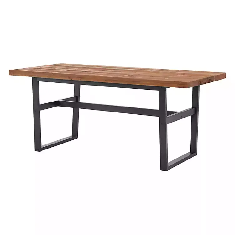 Dining Tables-Kirklands Home Cedar Wood and Black Metal Dining Table Brown