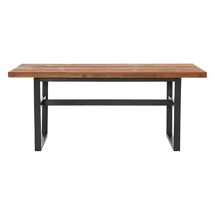Dining Tables-Kirklands Home Cedar Wood and Black Metal Dining Table Brown