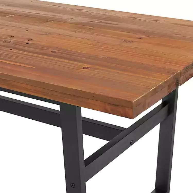 Dining Tables-Kirklands Home Cedar Wood and Black Metal Dining Table Brown
