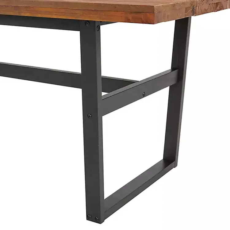 Dining Tables-Kirklands Home Cedar Wood and Black Metal Dining Table Brown