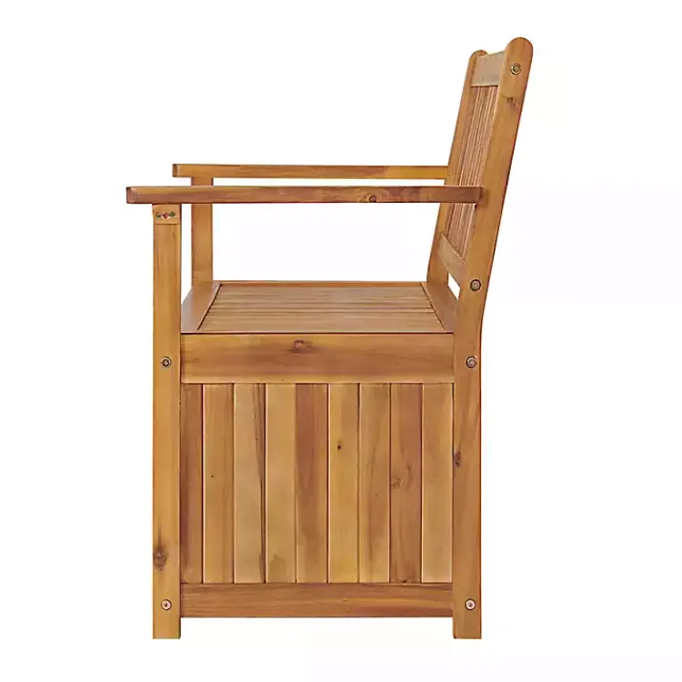 Outdoor Seating-Kirklands Home Warm Acacia Wood Slatted Outdoor Storage Bench Brown