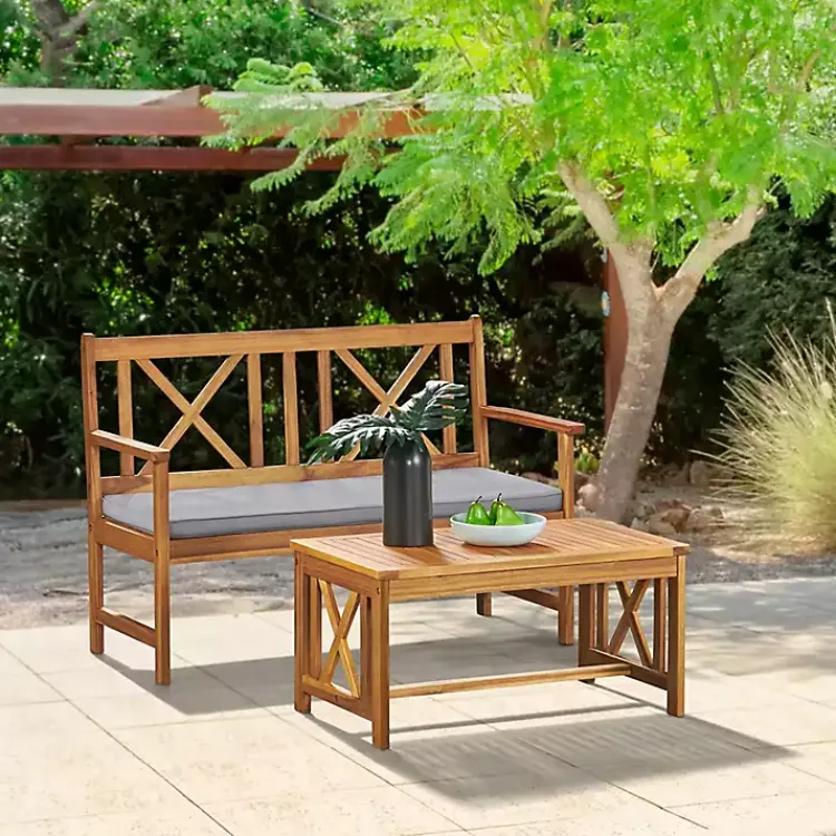 Outdoor Sets-Kirklands Home Blue X-Back Acacia Wood 2-pc. Outdoor Living Set