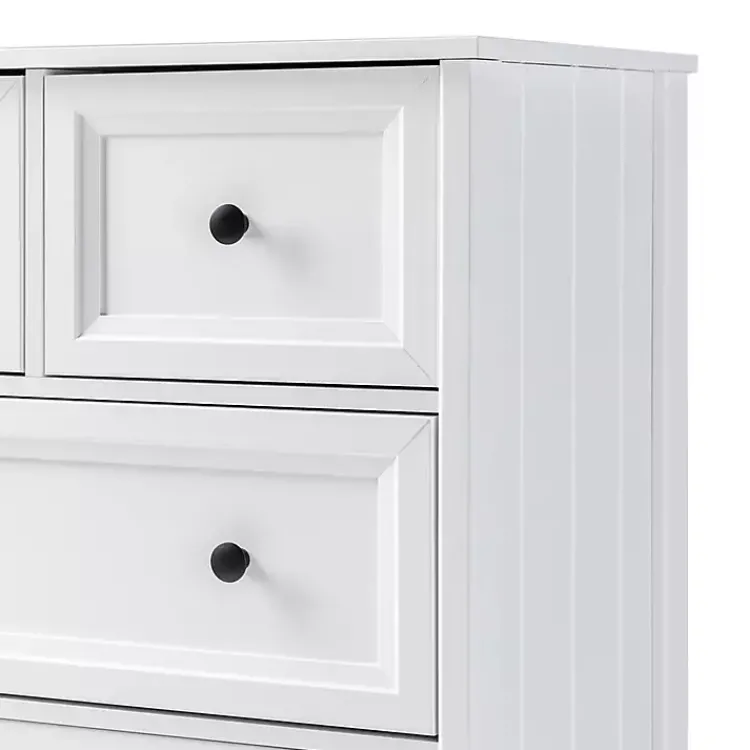 Dressers & Chests-Kirklands Home White Wood Five Framed Drawers Dresser