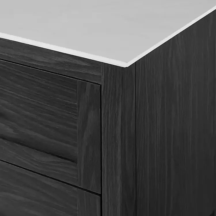 Cabinets & Sideboards-Kirklands Home Graphite Wood Storage Buffet with Faux Marble Top