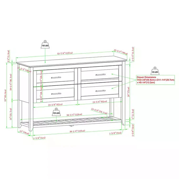 Cabinets & Sideboards-Kirklands Home Graphite Wood Storage Buffet with Faux Marble Top