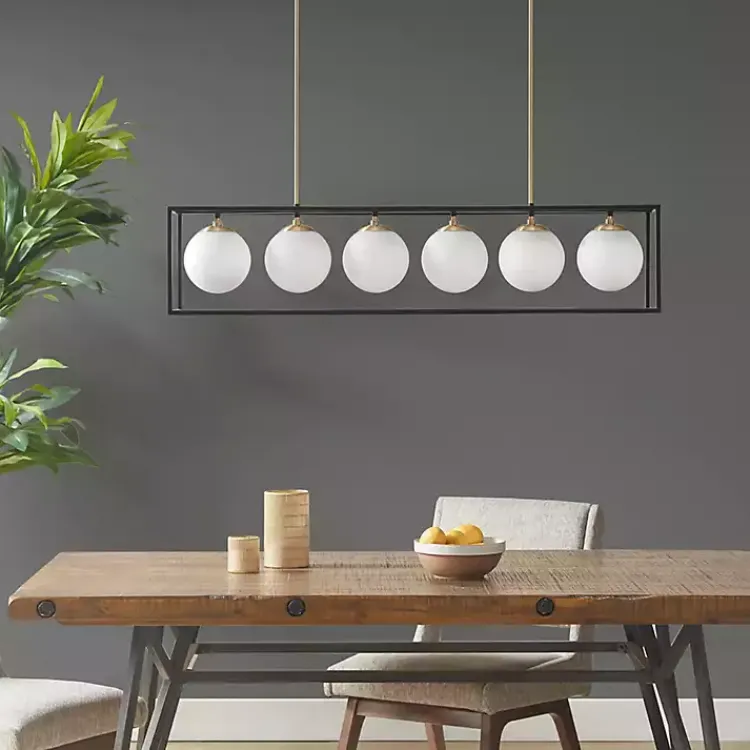 Chandeliers & Pendant Lighting-Kirklands Home Glass Globes Rectangle Chandelier