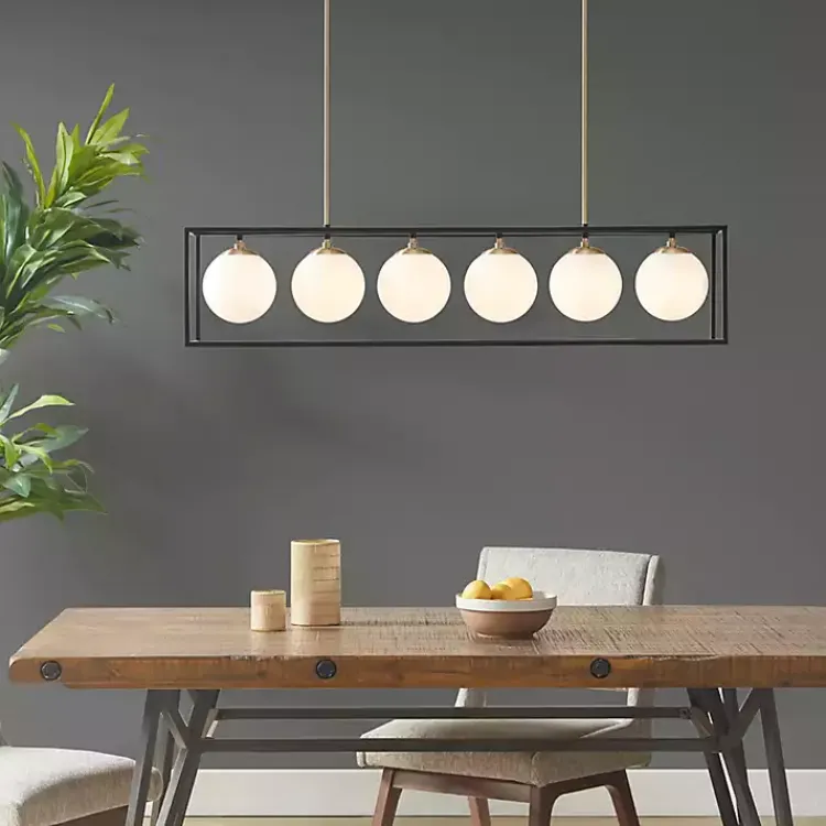 Chandeliers & Pendant Lighting-Kirklands Home Glass Globes Rectangle Chandelier