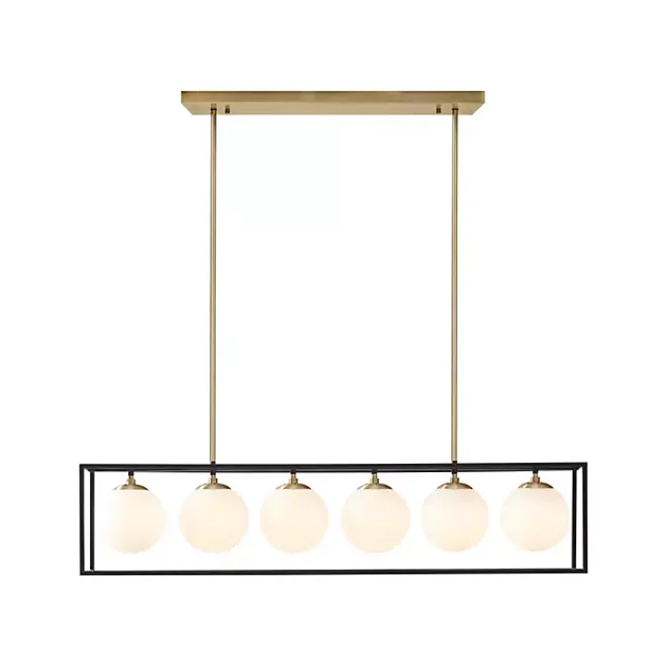 Chandeliers & Pendant Lighting-Kirklands Home Glass Globes Rectangle Chandelier