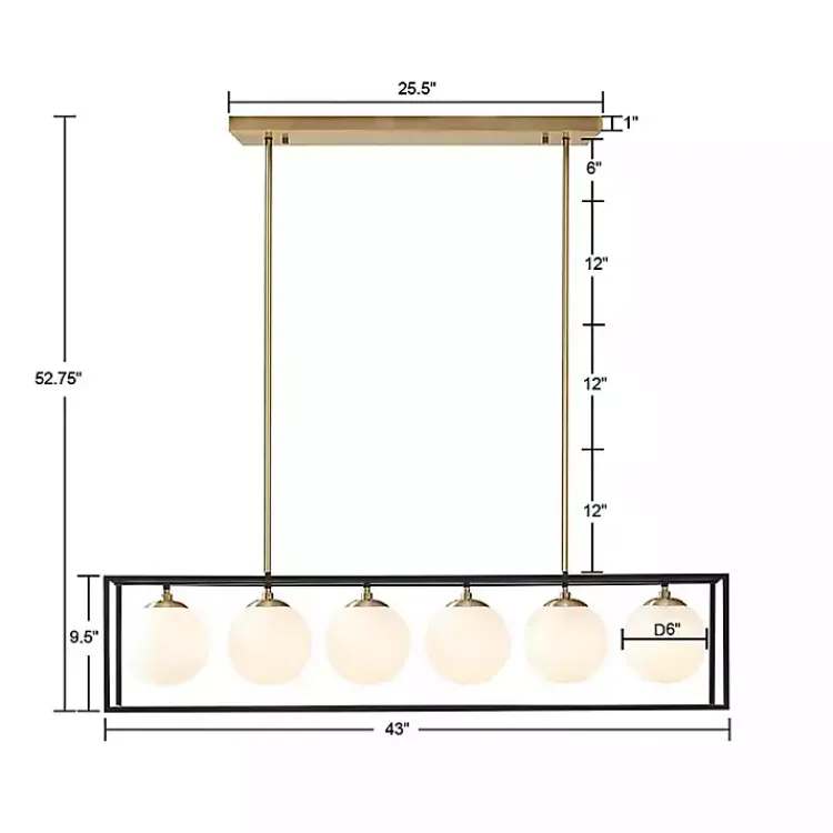 Chandeliers & Pendant Lighting-Kirklands Home Glass Globes Rectangle Chandelier