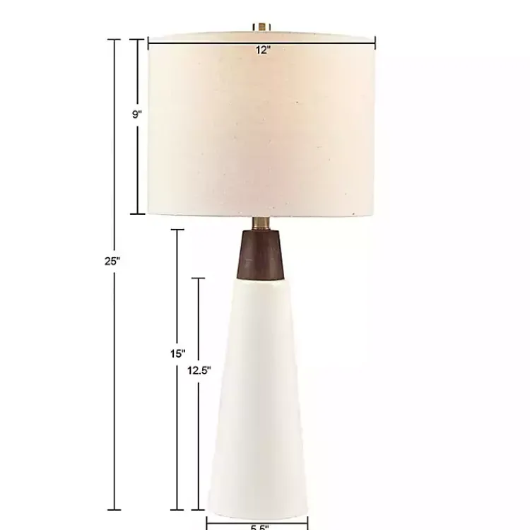 Table Lamps-Kirklands Home Ceramic and Wood Cone Table Lamp White