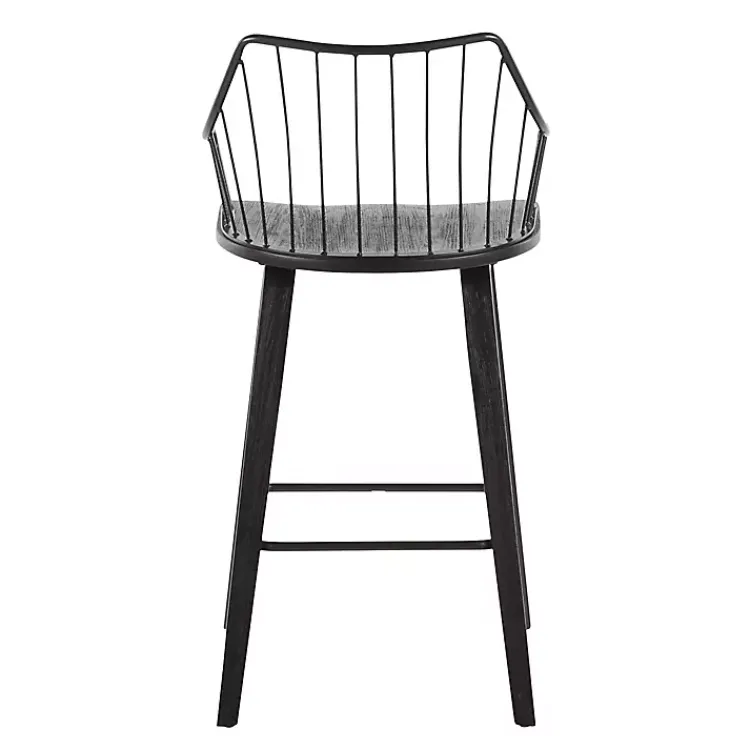 Bar Stools & Counter Height Stools-Kirklands Home Poplar Wood Swivel Counter Stool Black