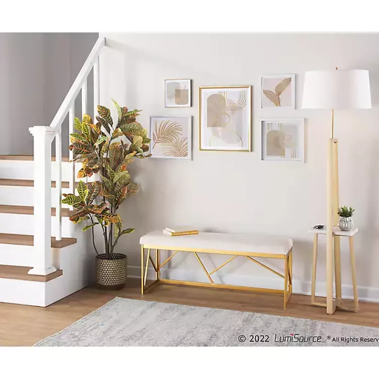 Floor Lamps-Kirklands Home Golden Triangle Marble Shelf Floor Lamp White