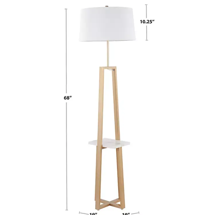 Floor Lamps-Kirklands Home Golden Triangle Marble Shelf Floor Lamp White