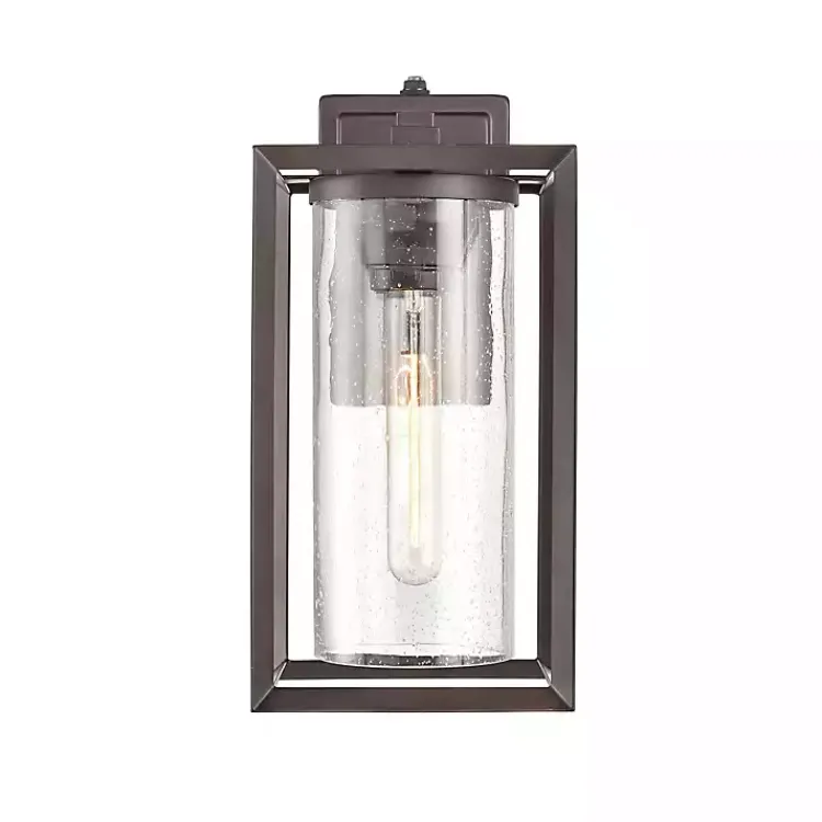 Outdoor Lighting-Kirklands Home Bronze Open Seeded Glass Outdoor Sconce Brown