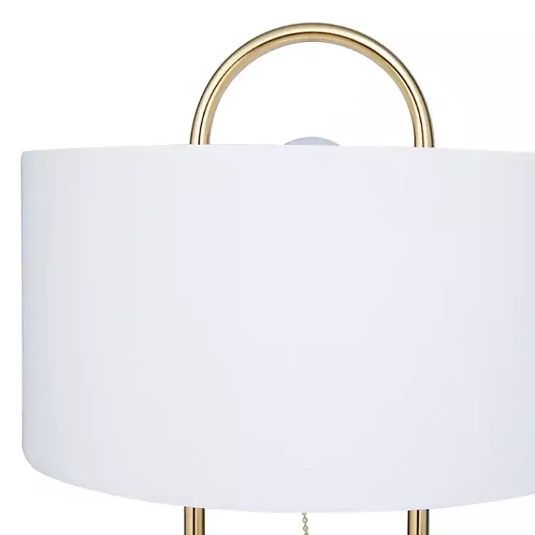 Table Lamps-Kirklands Home Metal Open Loop Stem White Round Table Lamp Gold