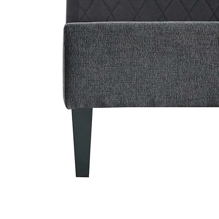 Beds & Headboards-Kirklands Home Viv Charcoal Diamond Tufted Queen Bed Frame Gray