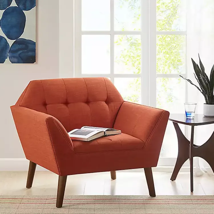 Accent Chairs-Kirklands Home Spice Button Tufted Accent Chair Red