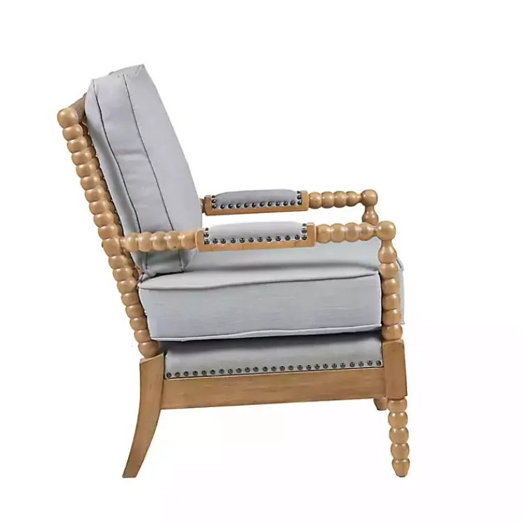 Accent Chairs-Kirklands Home Cushion Beaded Wood Frame Accent Chair Blue