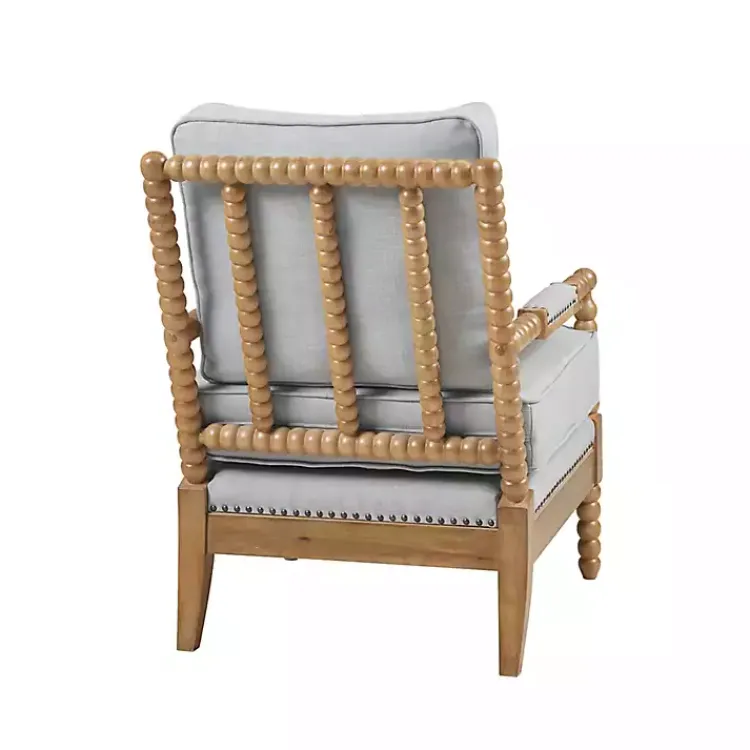 Accent Chairs-Kirklands Home Cushion Beaded Wood Frame Accent Chair Blue