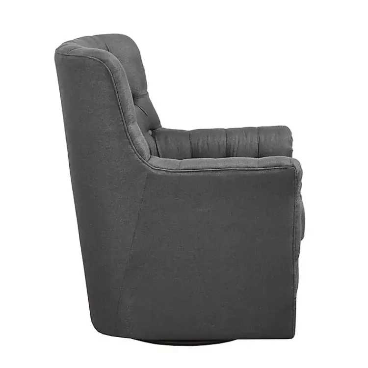 Accent Chairs-Kirklands Home Hand-Tufted Swivel Glider Accent Chair Gray