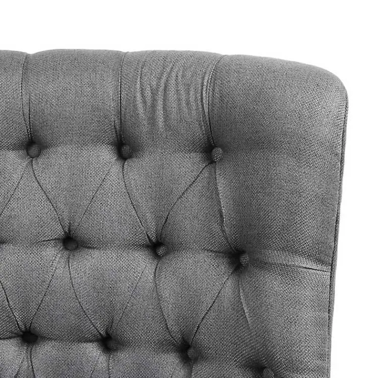 Accent Chairs-Kirklands Home Hand-Tufted Swivel Glider Accent Chair Gray