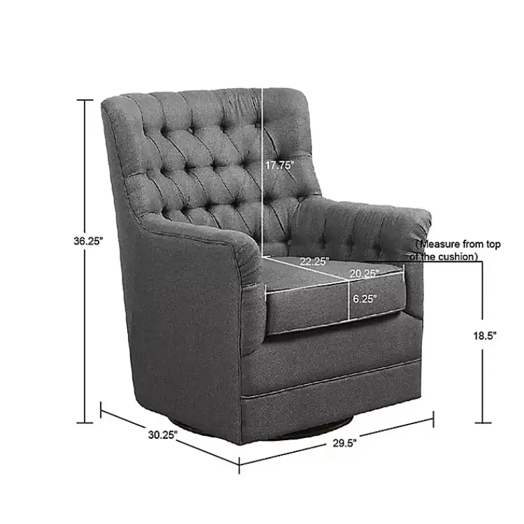 Accent Chairs-Kirklands Home Hand-Tufted Swivel Glider Accent Chair Gray