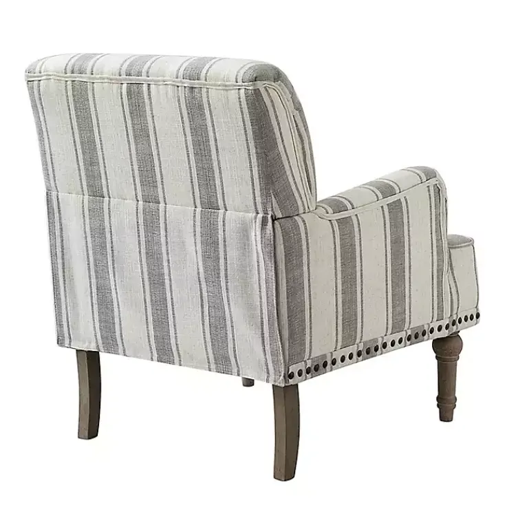 Accent Chairs-Kirklands Home Gray White Stripe Upholstered Accent Chair
