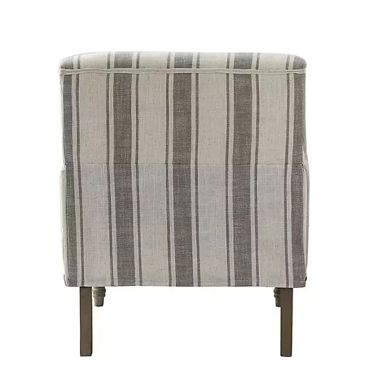 Accent Chairs-Kirklands Home Gray White Stripe Upholstered Accent Chair