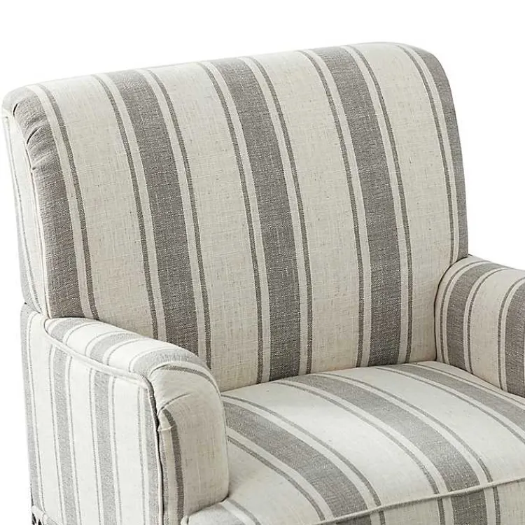 Accent Chairs-Kirklands Home Gray White Stripe Upholstered Accent Chair
