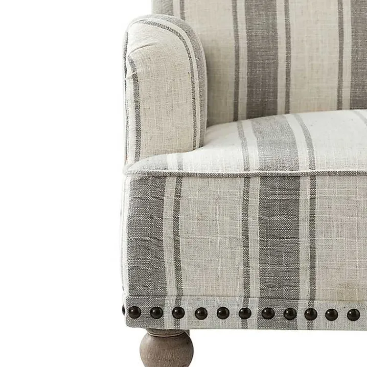 Accent Chairs-Kirklands Home Gray White Stripe Upholstered Accent Chair