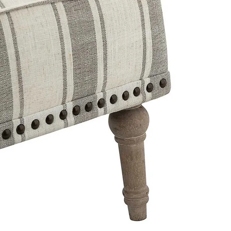 Accent Chairs-Kirklands Home Gray White Stripe Upholstered Accent Chair