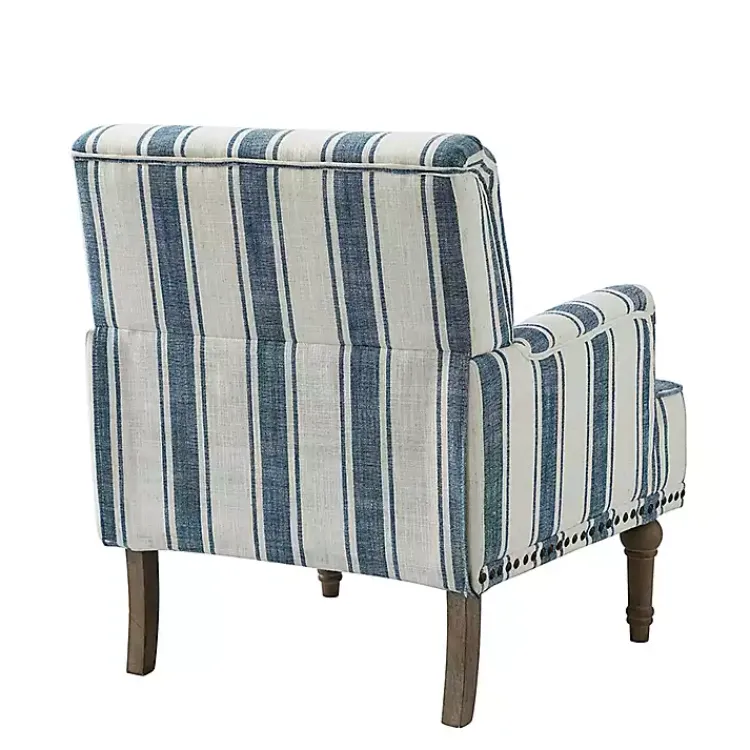 Accent Chairs-Kirklands Home Blue White Stripe Upholstered Accent Chair