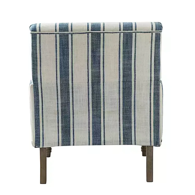 Accent Chairs-Kirklands Home Blue White Stripe Upholstered Accent Chair