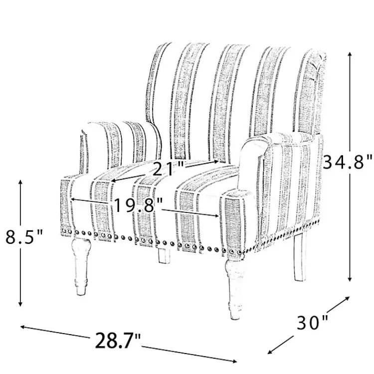 Accent Chairs-Kirklands Home Blue White Stripe Upholstered Accent Chair