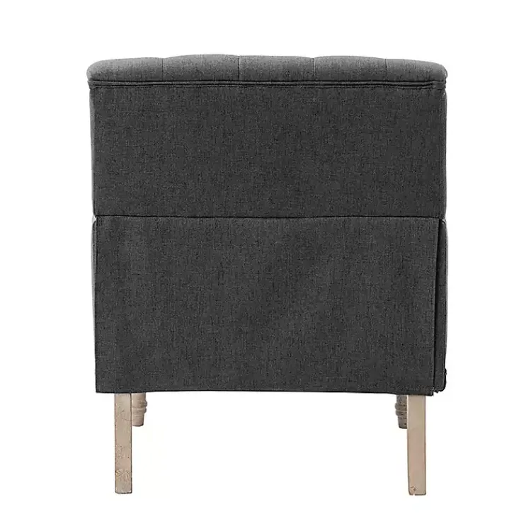 Accent Chairs-Kirklands Home Reginald Charcoal Button Tufted Armchair Gray