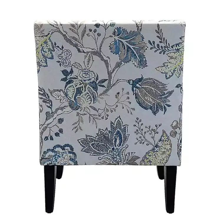 Accent Chairs-Kirklands Home Blue and Yellow Floral Upholstered Accent Chair