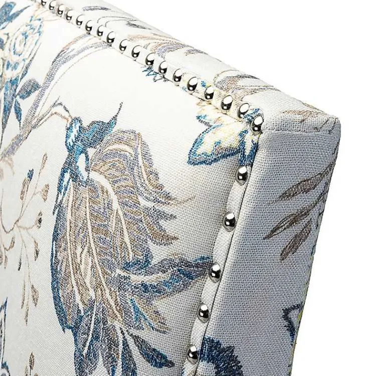 Accent Chairs-Kirklands Home Blue and Yellow Floral Upholstered Accent Chair