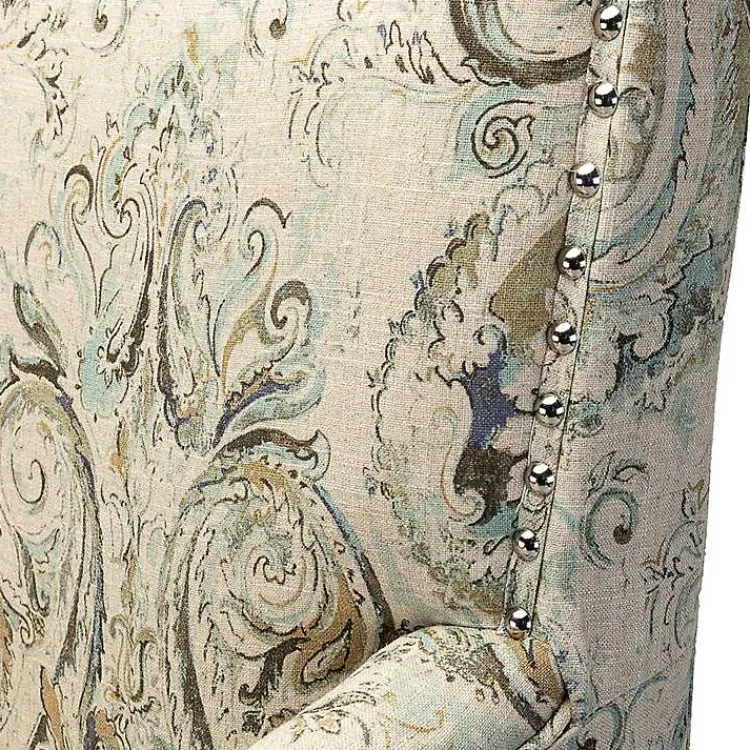 Accent Chairs-Kirklands Home Indigo and Yellow Floral Upholstered Accent Chair