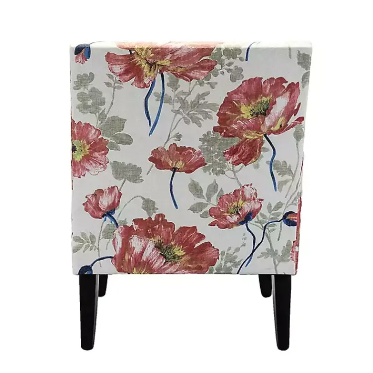 Accent Chairs-Kirklands Home Red and Ivory Floral Upholstered Accent Chair