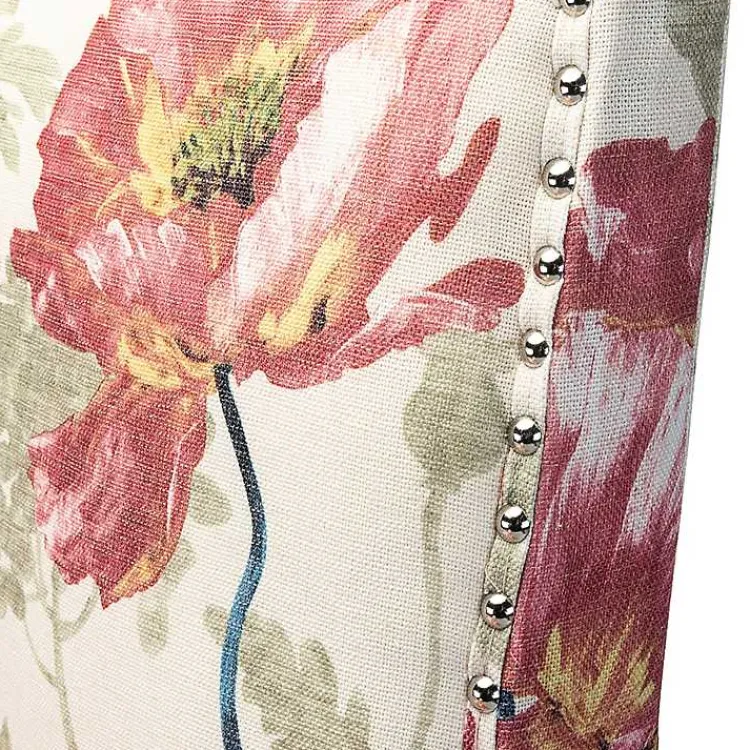 Accent Chairs-Kirklands Home Red and Ivory Floral Upholstered Accent Chair