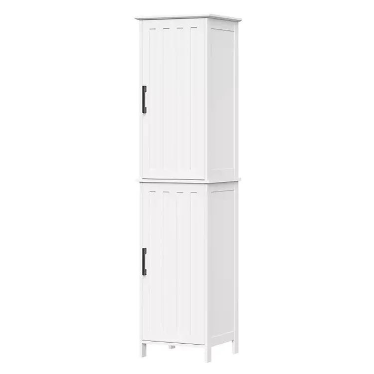 Bathroom Furniture-Kirklands Home Tall Wood 2-Door Storage Cabinet White