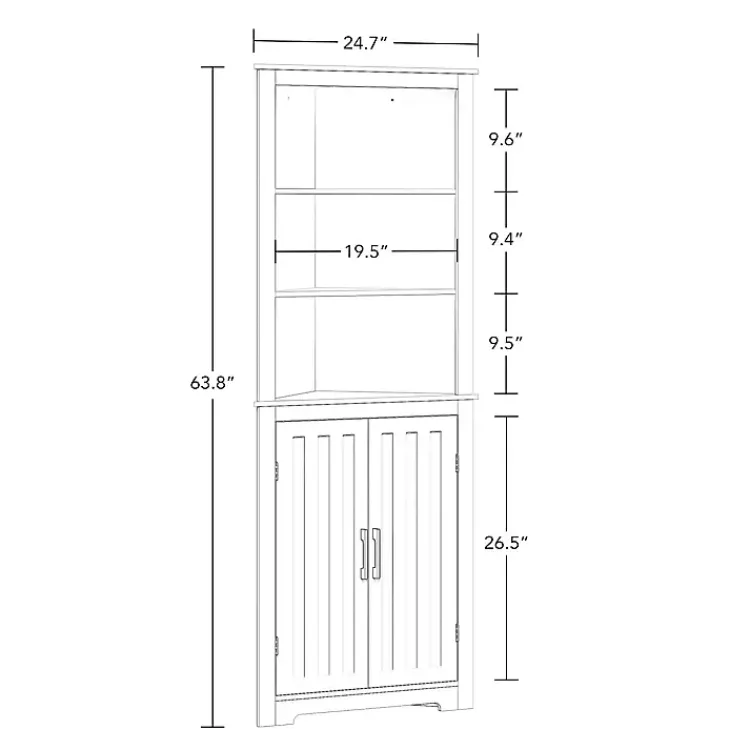 Bathroom Furniture-Kirklands Home Wood 2-Door Corner Storage Cabinet White