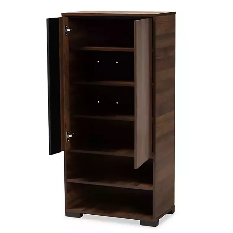 Entryway Furniture-Kirklands Home Walnut Asymmetrical Shoe Storage Cabinet Brown